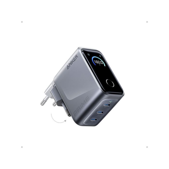 Anker Prime 160 W GaN 3-portni polnilec, smart display, črn Anker Prime 160 W GaN 3-portni polnilec, smart display, črn